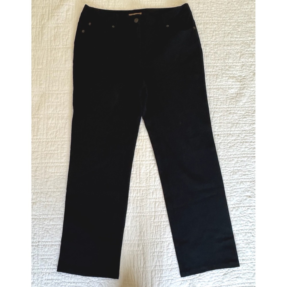 Peck & Peck Weekend‎ Black Straight Leg Pants Women Size 8S Cotton Stretch Short
